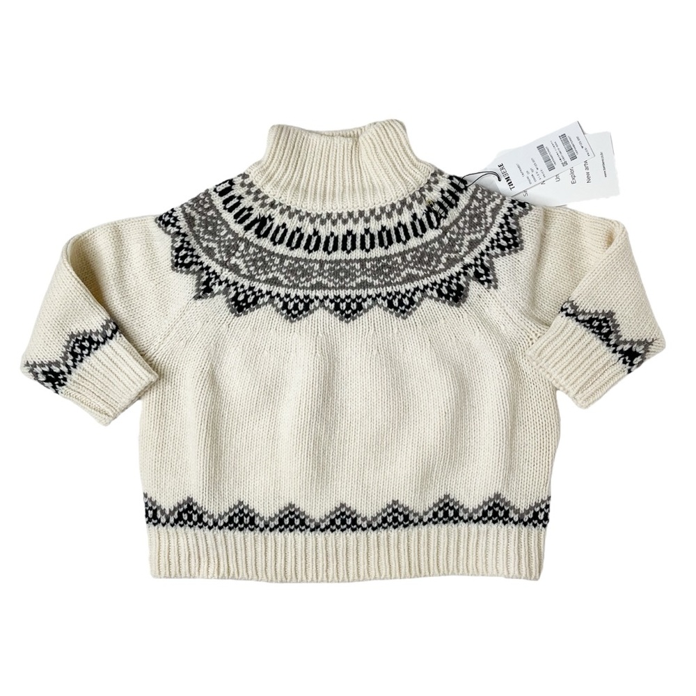 NWT Tambere FairIsle Ivory Wool/Cashmere Blend Turtleneck Gender Neutral Sweater
